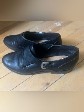 Nine West Black Leather monk strap shoes